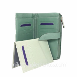 Cartera de piel napa grulla Caramelo verde online extreible