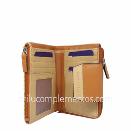 Billetera de piel napa picado Caramelo amarillo en tienda online