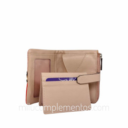 Cartera piel serraje-pony leopardo Caramelo nude tarjetero extraible
