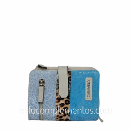 Cartera piel serraje-pony leopardo Caramelo perla pequeña online