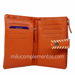 Cartera de piel napa print Caramelo naranja de señora
