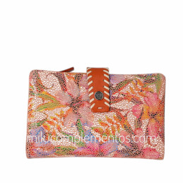 Cartera de piel napa print Caramelo naranja elegante y colorida