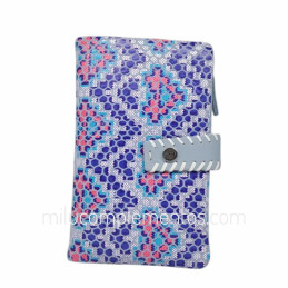 Cartera de piel napa print Caramelo azul mediana