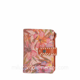 Cartera de piel napa print Caramelo naranja pequeña