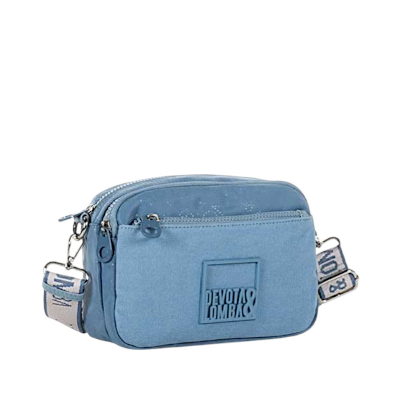 Bolso Bandolera Devota & Lomba Dune azul ligero con cremallera