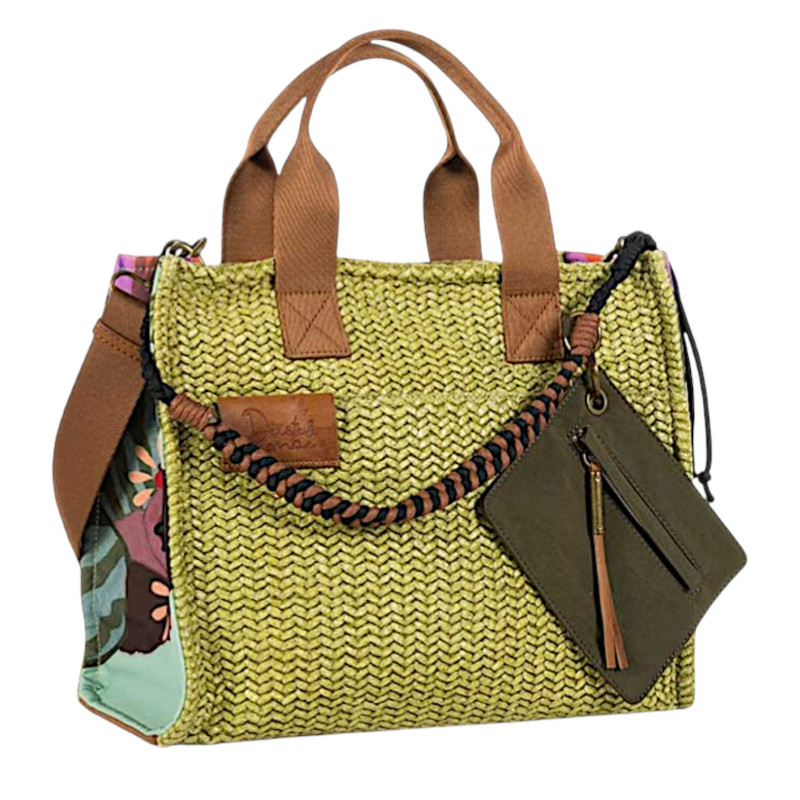 Bolso Tote/Bandolera Devota & Lomba Muse verde de paja verano