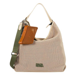Bolso Hobo/Bandolera Devota & Lomba Net taupe gran capacidad