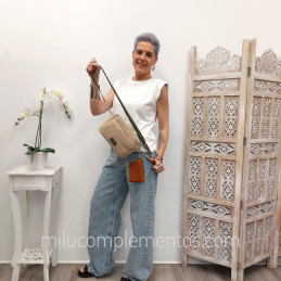 Bolso Bandolera Devota & Lomba Net taupe de rejilla de mujer
