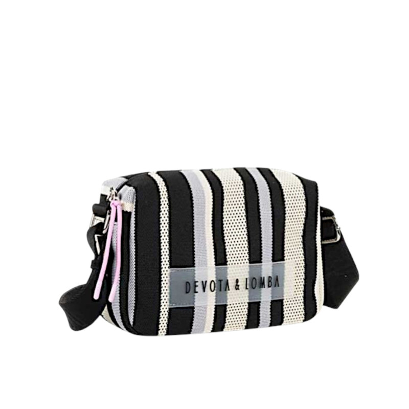 Bolso Bandolera Devota & Lomba Knit negro y blanco nueva temporada