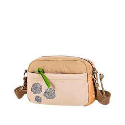 Bolso Bandolera Ventis nylon color taupe trasera con bolsillos