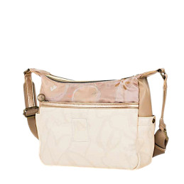 Bolso Bandolera Ventis taupe floral espaciosa