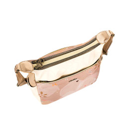 Bolso Bandolera Ventis taupe floral de dos huecos