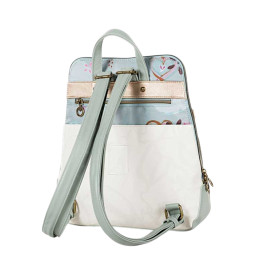 Mochila Ventis color agua floral grande con bolsillos