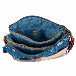 Bolso Bandolera Lois Aveyron azul de fuelle con bolsillos