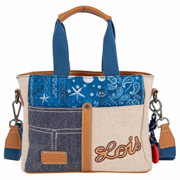 Bolso Mano/Bandolera Lois Aveyron azul de patchwork