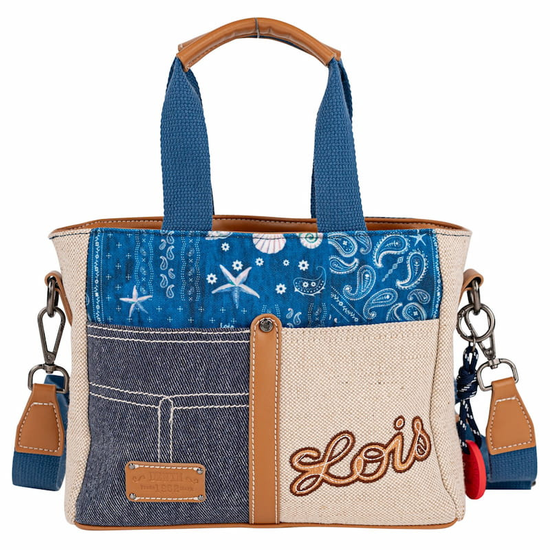 Bolso Mano/Bandolera Lois Aveyron azul de patchwork