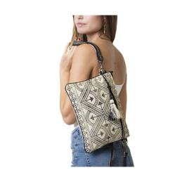 Bolso Clutch Geométrico Tantrend – Natural y Negro doble asa