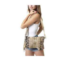 Bolso Clutch de Yute-Algodón Tantrend Beige-Negro de chica 2026