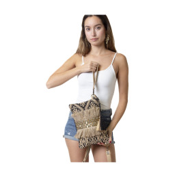 Bolso Clutch de Yute-Algodón Tantrend Beige-Negro nueva temporada 2026