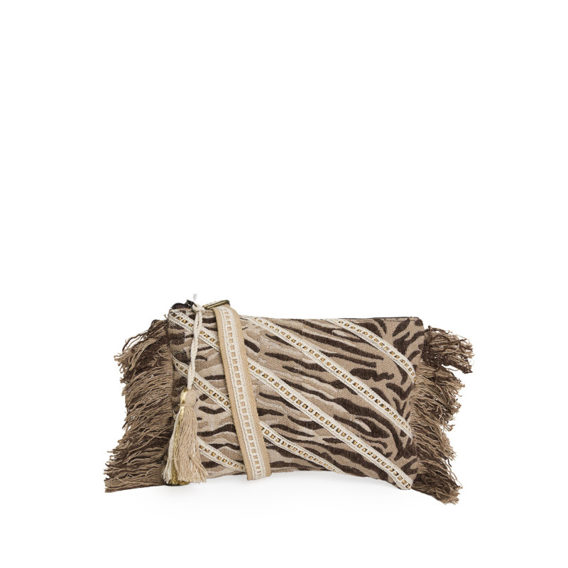 Bolso Clutch animal Print Tantrend – Marrón con Flecos