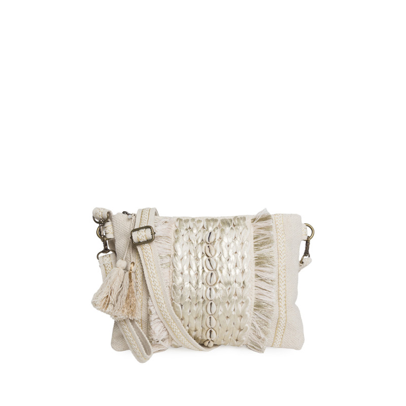 Bolso Clutch con Conchillas y Trenzado Dorado Tantrend