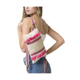 Bolso Clutch Tantrend – Natural y Rosa con Flecos  de mano