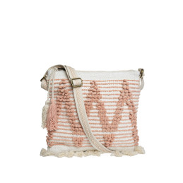 Bolso Cuadrado Zig Zag texturado Tantrend – Natural y Rosa