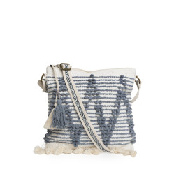 Bolso Cuadrado Zig Zag Tantrend – Natural y Azul cierre cremallera