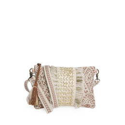Bolso Clutch Block Print Tantrend – Natural y Marrón Cacao con Dorado