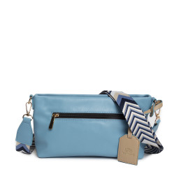 Bolso Bandolera Patchwork Tantrend – Azul Celeste con bolsillo