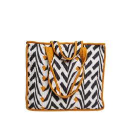 Bolso Shopping Playa Natural Soul – V Print Blanco/Negro y Naranja