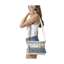 Bolso Clutch Geométrico Tantrend – Azul con Flecos de mujer