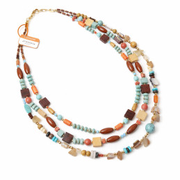 Collar de Triple Tantrend – Mix Turquesa-Coral nueva temporada