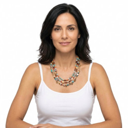 Collar de Triple Tantrend – Mix Turquesa-Coral de mujer
