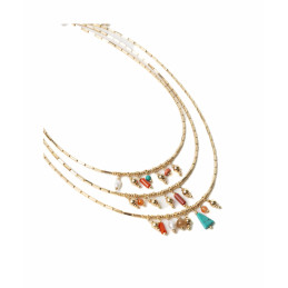 Collar de Tres Líneas Tantrend dorado multicolor piedras naturales