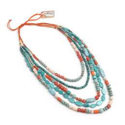 Collar Cinco Vueltas Tantrend Turquesa y coral