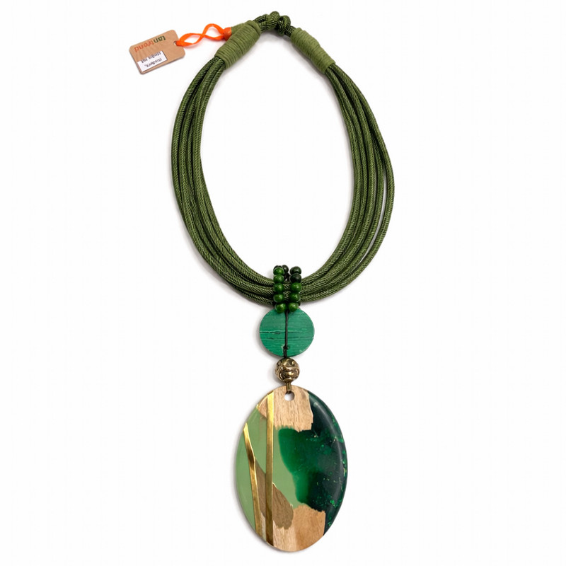 Collar de Multicordones Tantrend  Verde multicolor madera