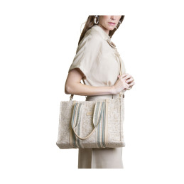 Bolso Shopping Texturado Tantrend Beige Verde Agua con bandolera