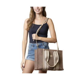 Bolso Shopping Tantrend Marrón y Dorado con bandolera
