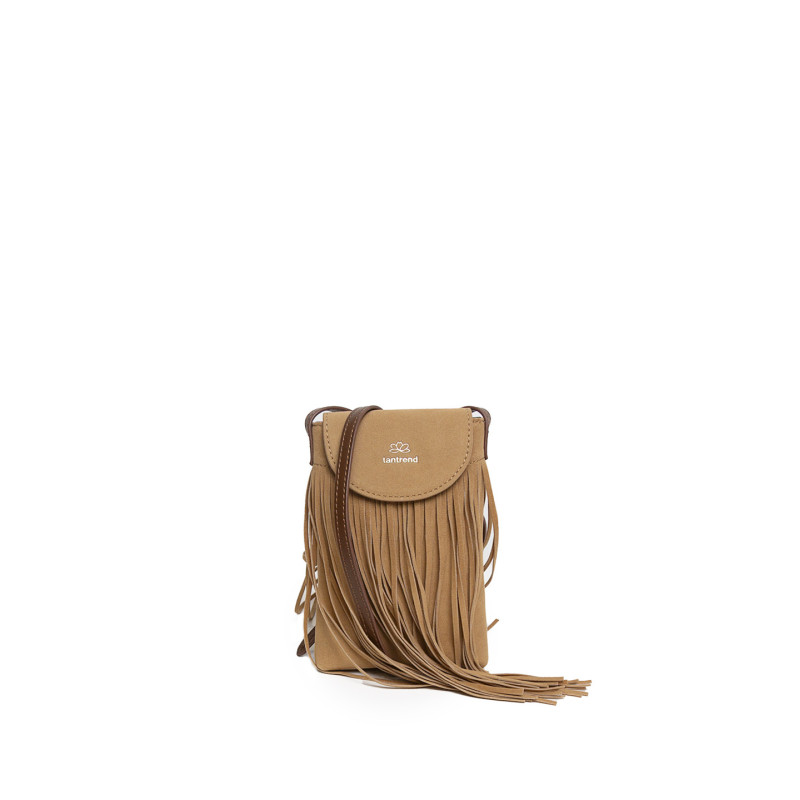Mini Bandolera Antelina Tantrend Beige con Flecos de verano
