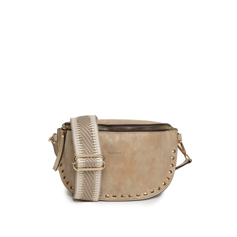 Bolsito Riñonera Tantrend – Beige con Tachas de mujer