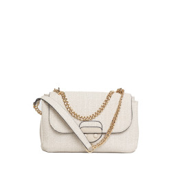 Bolso de Cadena Efecto Paja Tantrend Marfil con cadena dorada