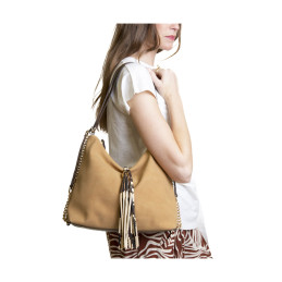 Bolso-Mochila Tantrend Antelina Beige con Print de mujer
