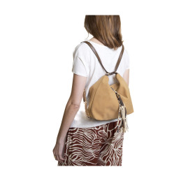 Bolso-Mochila Tantrend Antelina Beige con Print de chica