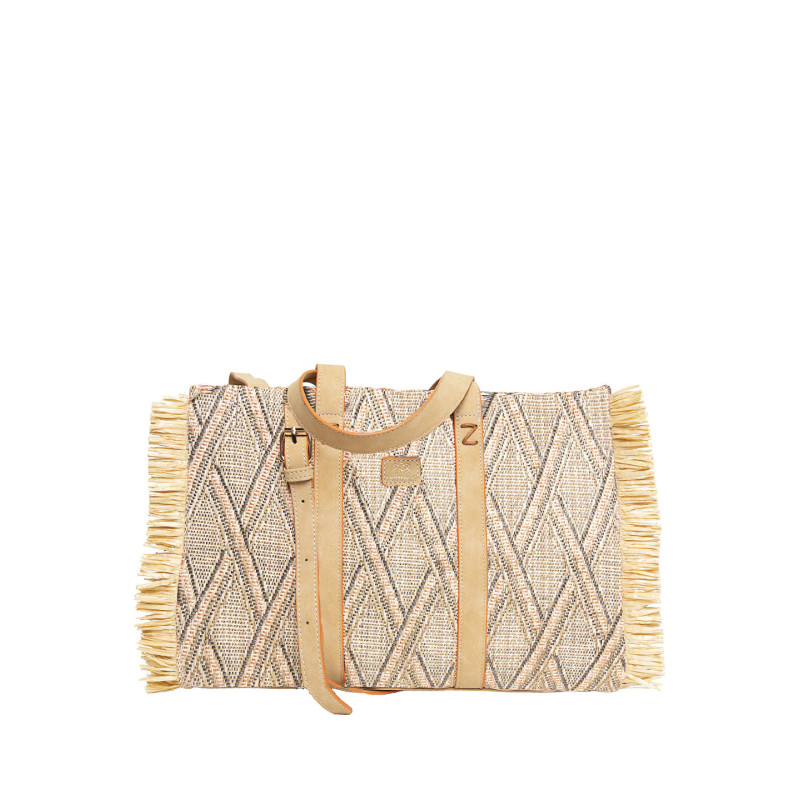 Bolso Tote Paja Entrelazada Tantrend Beige/Naranja verano 2026