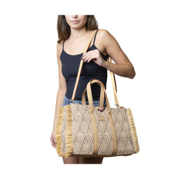 Bolso Tote Paja Entrelazada Tantrend Beige/Naranja online 2026