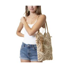 Bolso Shopping Rafia Calada Tantrend Beige  de mujer
