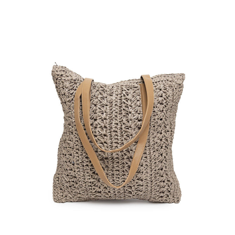 Bolso Shopping Crochet Tantrend Beige Visón grande