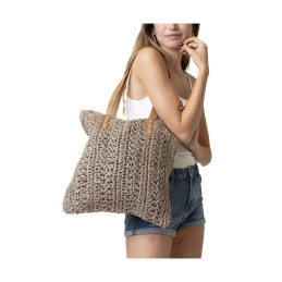 Bolso Shopping Crochet Tantrend Beige Visón de hombro