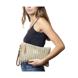 Neceser Multiusos de Rafia Tantrend Beige/Azul de mujer